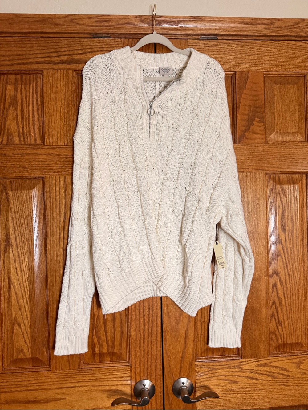 St. John's Bay Cream Cable Knit Half-Zip Sweater